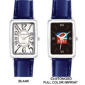 Dark Blue Unisex Square Face Leather Band Watch